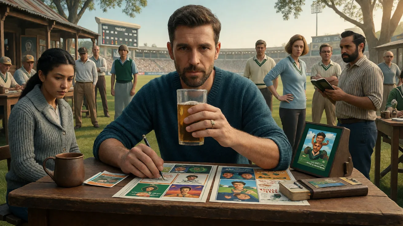 Editorial photograph of a wide desk view with a printed LeagueX how-to-play walkthrough, a captain-pick shortlist, and a phone showing the fixture window